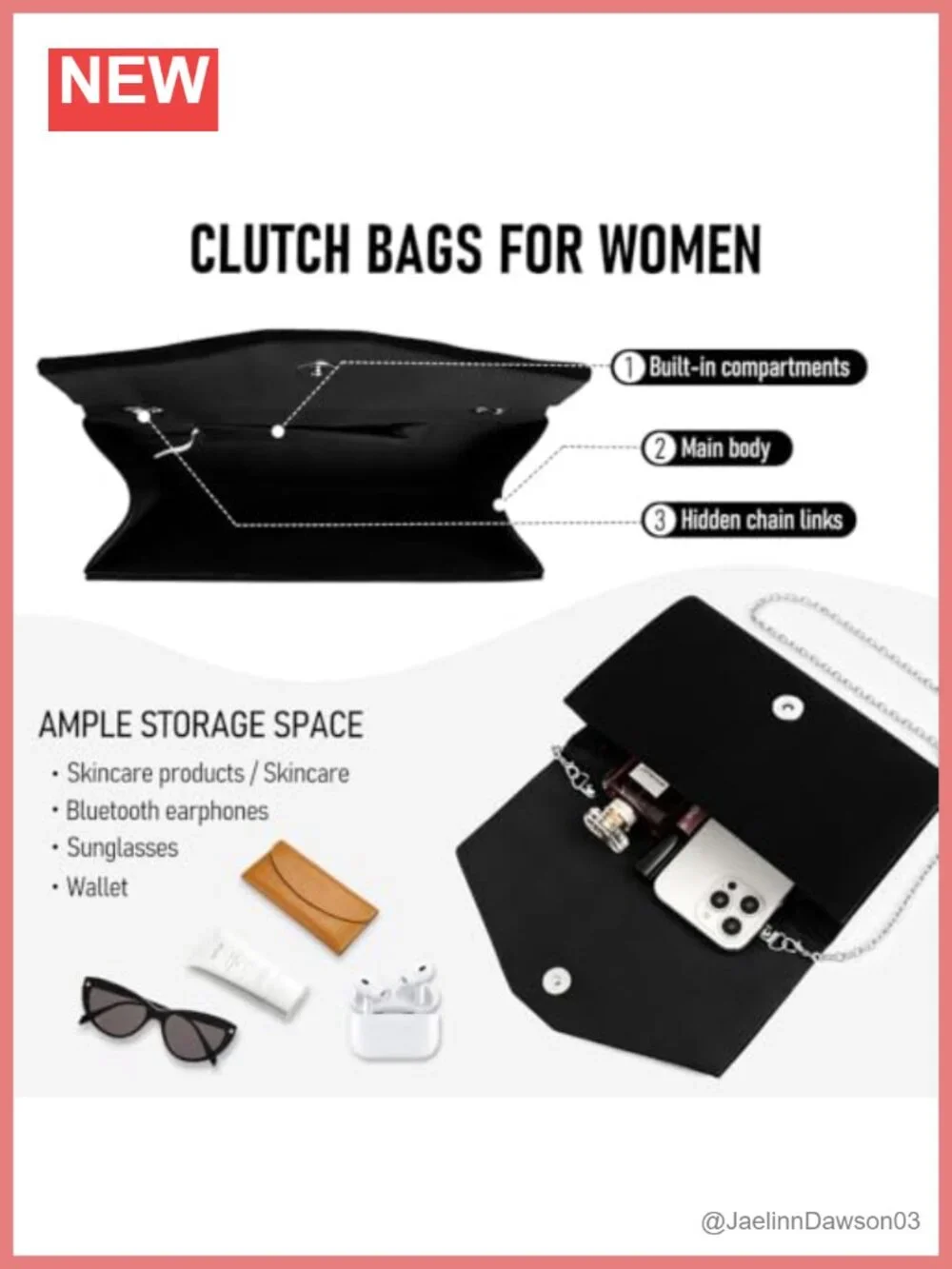 Evening Clutch Purse for Women Envelope Crossbody Detachable Chain Wedding Party